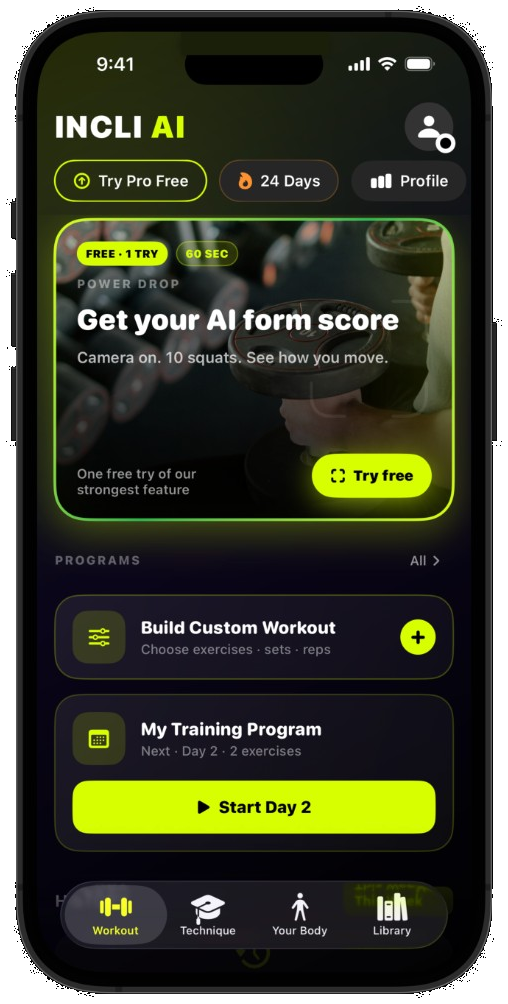 Incli AI home with free Power Drop scan